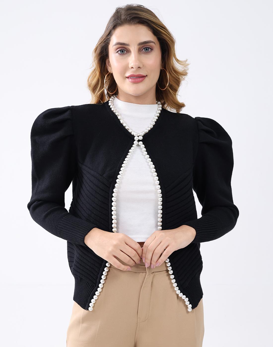 Monte Carlo Damen Strickjacke Regular Fit M schwarz von Joom DACH