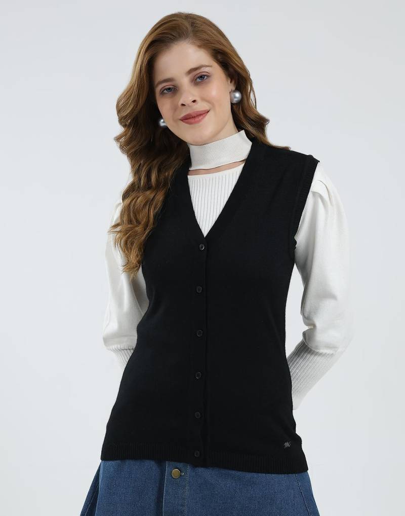 Monte Carlo Damen V-Ausschnitt Ärmelloser Cardigan L schwarz von Joom DACH