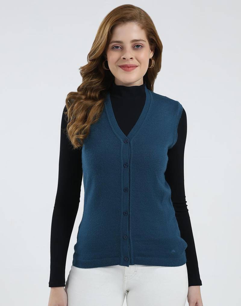 Monte Carlo Damen V-Ausschnitt Ärmelloser Cardigan XL kobaltblau von Joom DACH