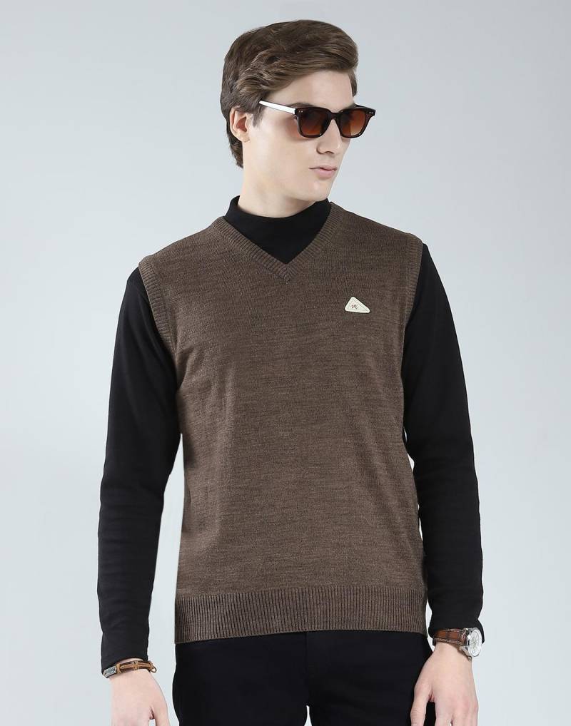 Monte Carlo Herren V-Ausschnitt Ärmelloser Pullover 2XL braun von Joom DACH