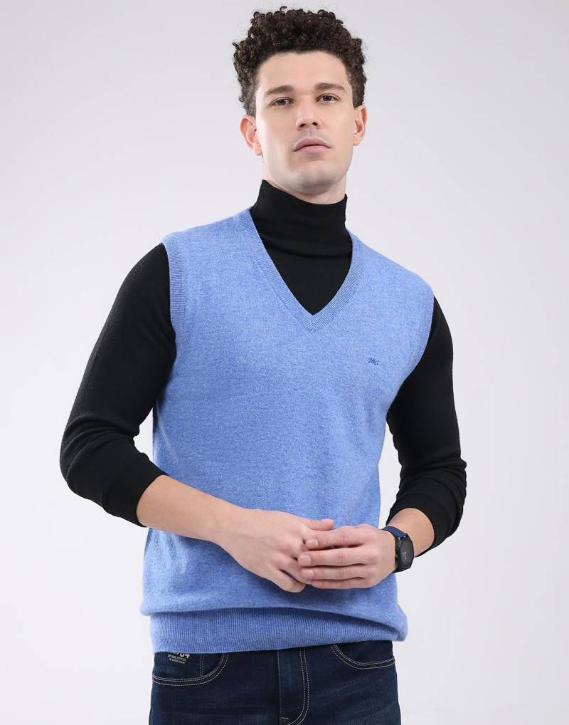 Monte Carlo Herren V-Ausschnitt Ärmelloser Pullover L blau von Joom DACH