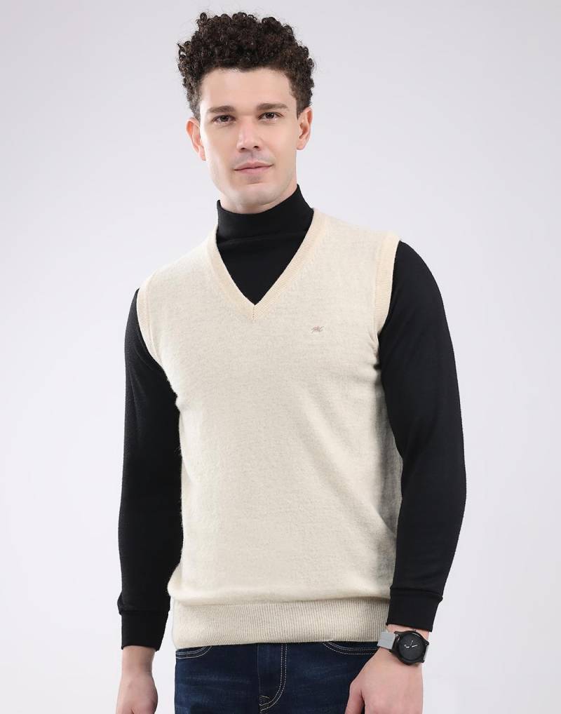 Monte Carlo Herren V-Ausschnitt Ärmelloser Pullover XL creme von Joom DACH