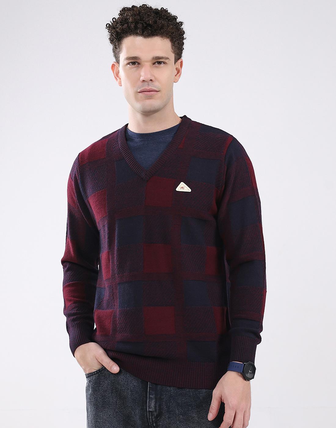 Monte Carlo Herren V-Ausschnitt Langarm Pullover 2XL weinrot/navy blau von Joom DACH