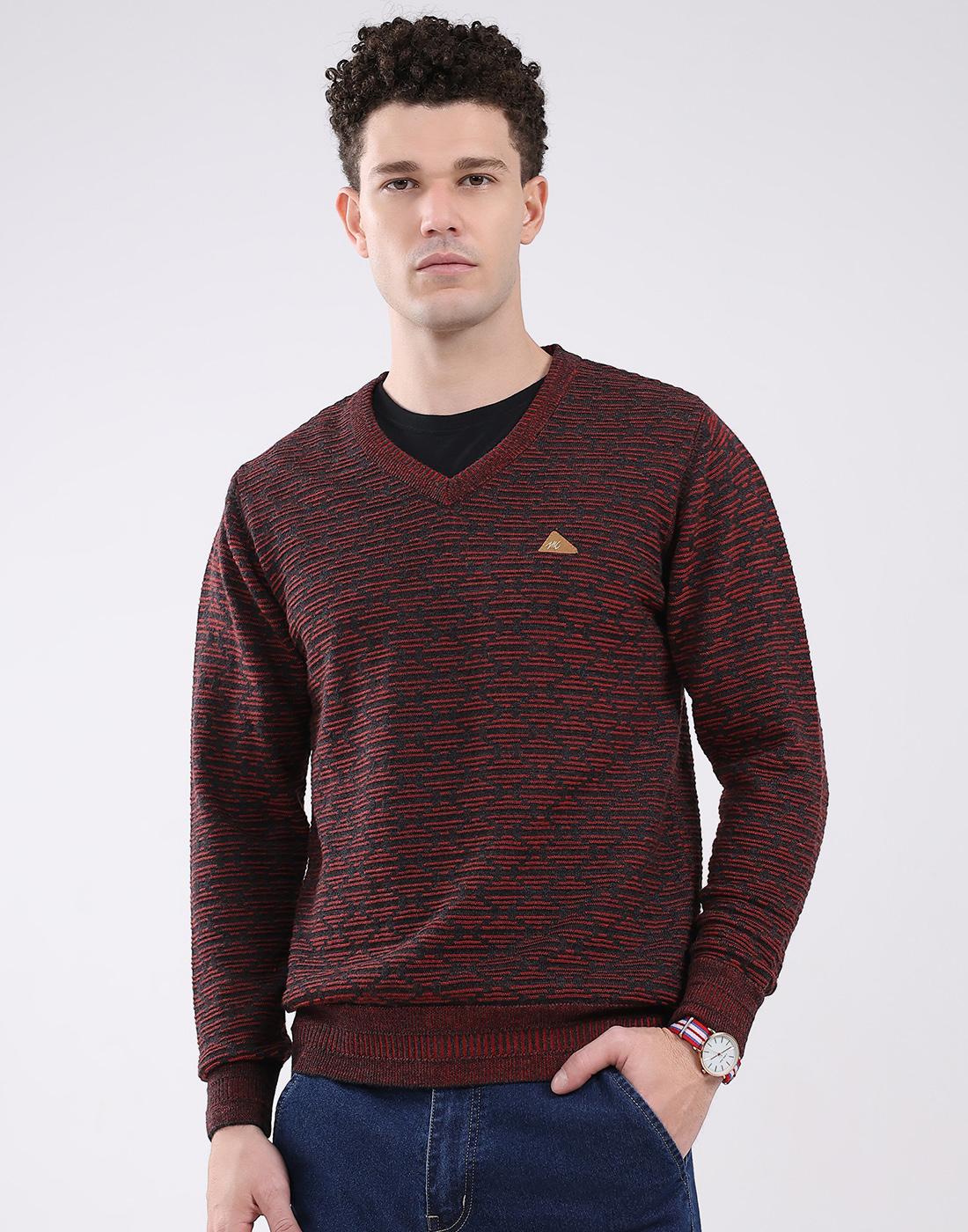 Monte Carlo Herren V-Ausschnitt Langarm Pullover L himbeere von Joom DACH