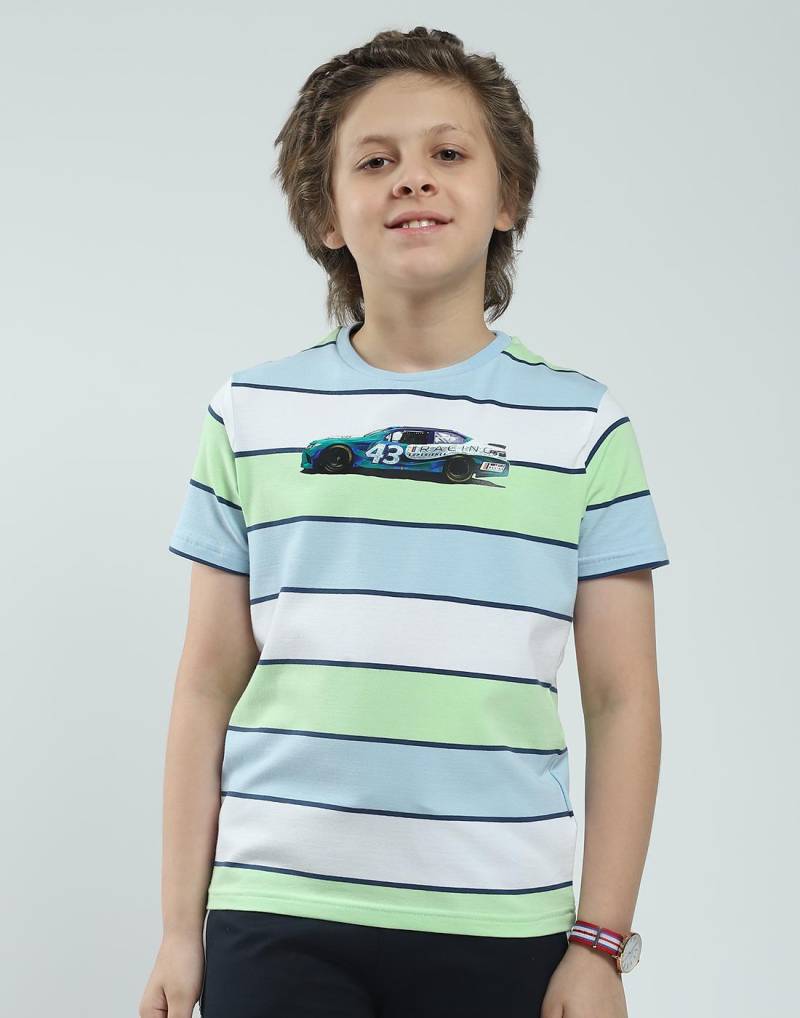Monte Carlo Jungen Gestreiftes Muster Regular Fit Halbarm T-Shirt 11-12 Years blau von Joom DACH