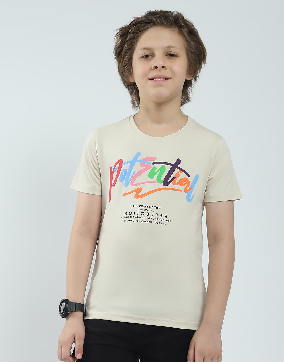 Monte Carlo Jungen Regular Fit Bedrucktes Halbarm-T-Shirt 7-8 Years beige von Joom DACH