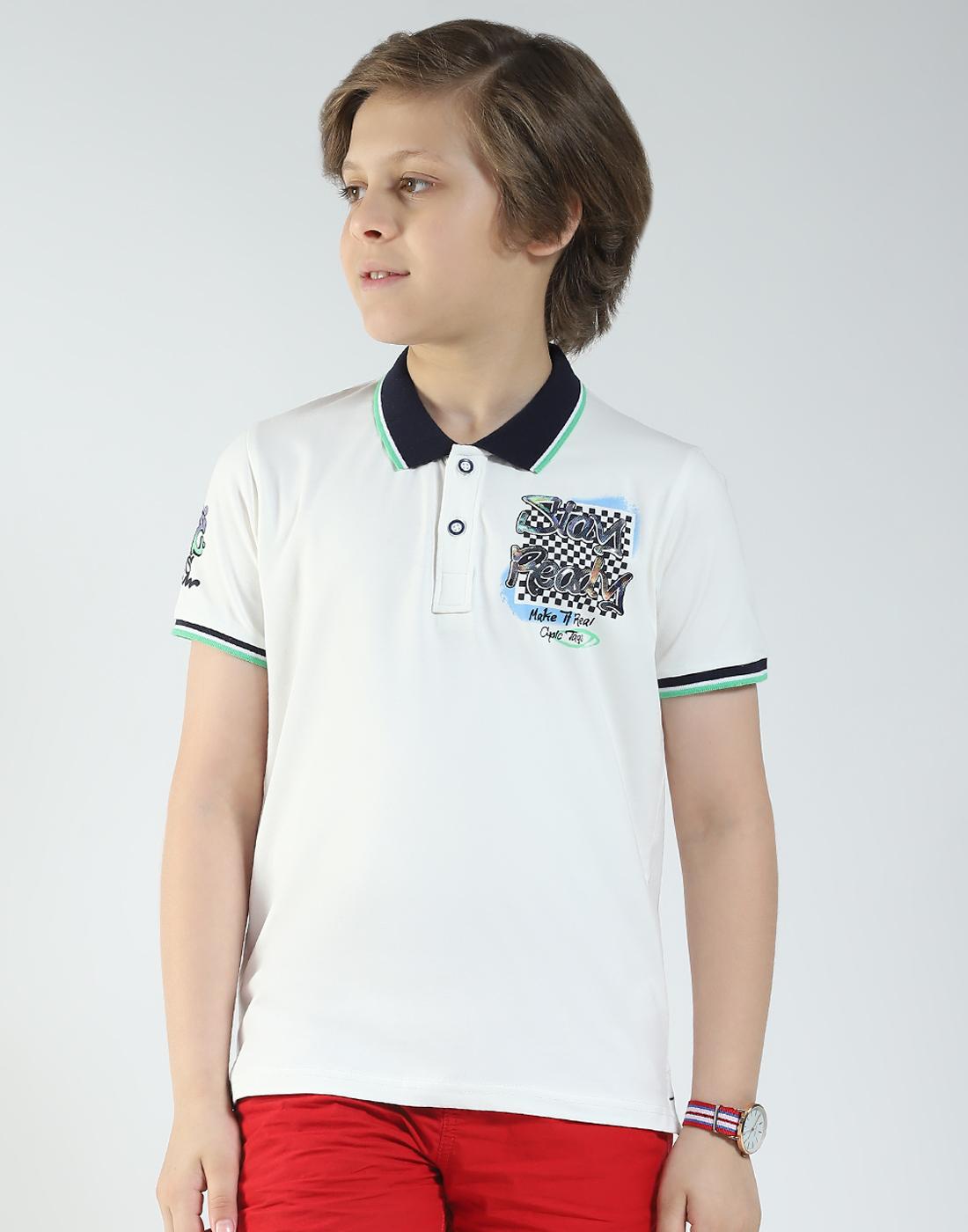 Monte Carlo Jungen Regular Fit Bedrucktes Polo Kurzarm T-Shirt 9-10 Years off-weiße von Joom DACH