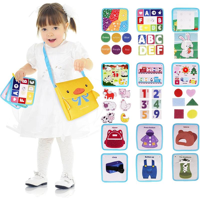 Montessori Busy Board Ruhiges Lernspielzeug Sensorisches Brett 3D-Aktivitätenbuch Puppenhaustasche Lernen der Feinmotorik für Kinder von Joom DACH