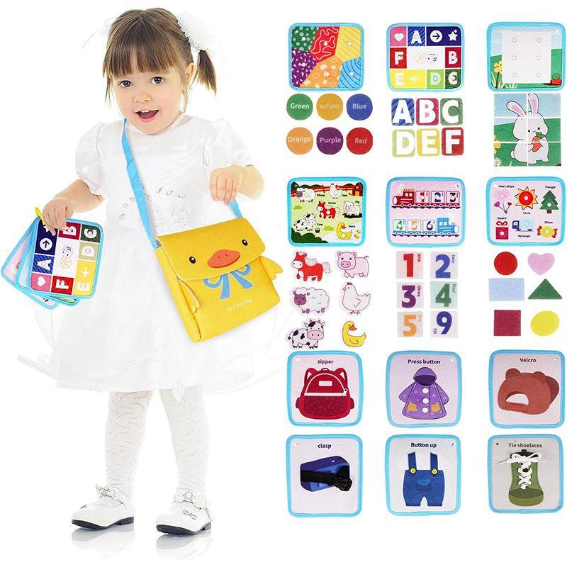 Montessori Busy Board Ruhiges Lernspielzeug Sensorisches Brett 3D-Aktivitätenbuch Puppenhaustasche Lernen der Feinmotorik für Kinder von Joom DACH