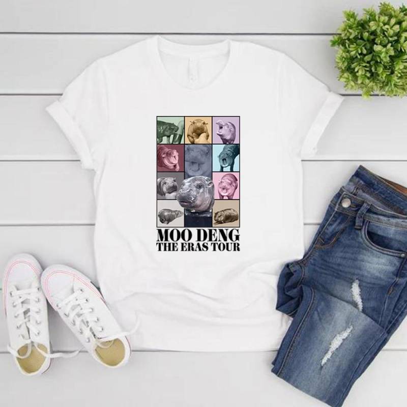Moo Deng Hippo Eras Tour Shirt Baby Hippo Lustiges T-Shirt Süßes Moo Deng T-Shirt Damen Grafik T-Shirts Geschenk für Haustierliebhaber XXL weiß von Joom DACH