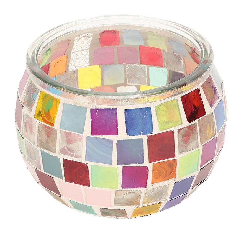 Mosaikglas Kerzenständer Handgefertigt Bunt Romantisch Mosaikglas Kerzenhalter für Zuhause Bar von Joom DACH