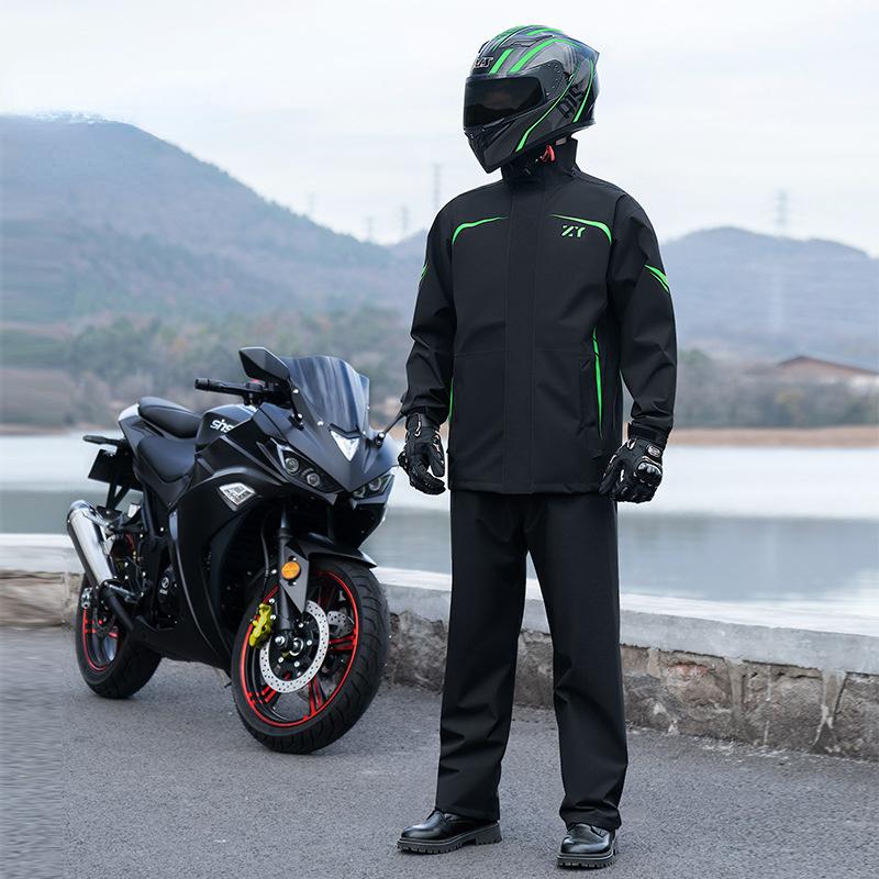 Motorrad-Regenanzug für Herren, gut sichtbare reflektierende Arbeitsregenjacke und -hose für alle Sportarten, Farmangeln, Motorrad XXXL gelb von Joom DACH