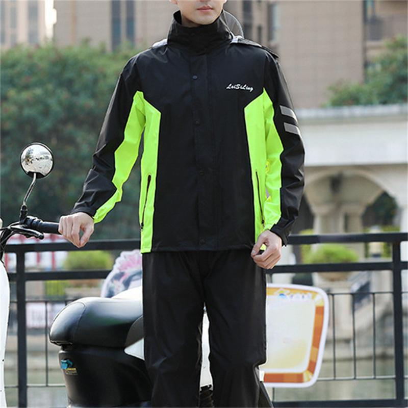 Motorrad-Regenanzug für Männer und Frauen, wasserdicht, regenabweisend, Regenmantel, Outdoor-Mode mit Kapuze L schwarz von Joom DACH