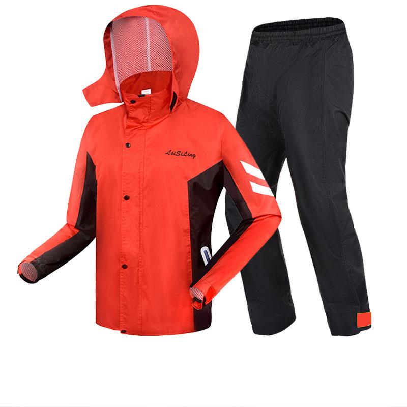 Motorrad-Regenanzug für Männer und Frauen, wasserdicht, regenabweisend, Regenmantel, Outdoor-Mode mit Kapuze M rot von Joom DACH