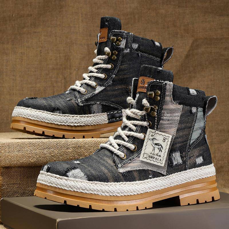 Motorrad Schuhe Männer Mode High Top Schuhe Chunky Ankle Stiefel Für Männer Casual Outdoor Turnschuhe Männer Punk Britischen Stil Männer der Stiefel 40 blau von Joom DACH