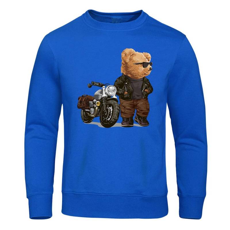 Motorrad Teddybär mit Sonnenbrille Hoodie Herren Mode Top Sport Pullover Streetwear Pullover Weiche Kapuzenpullover 2XL von Joom DACH