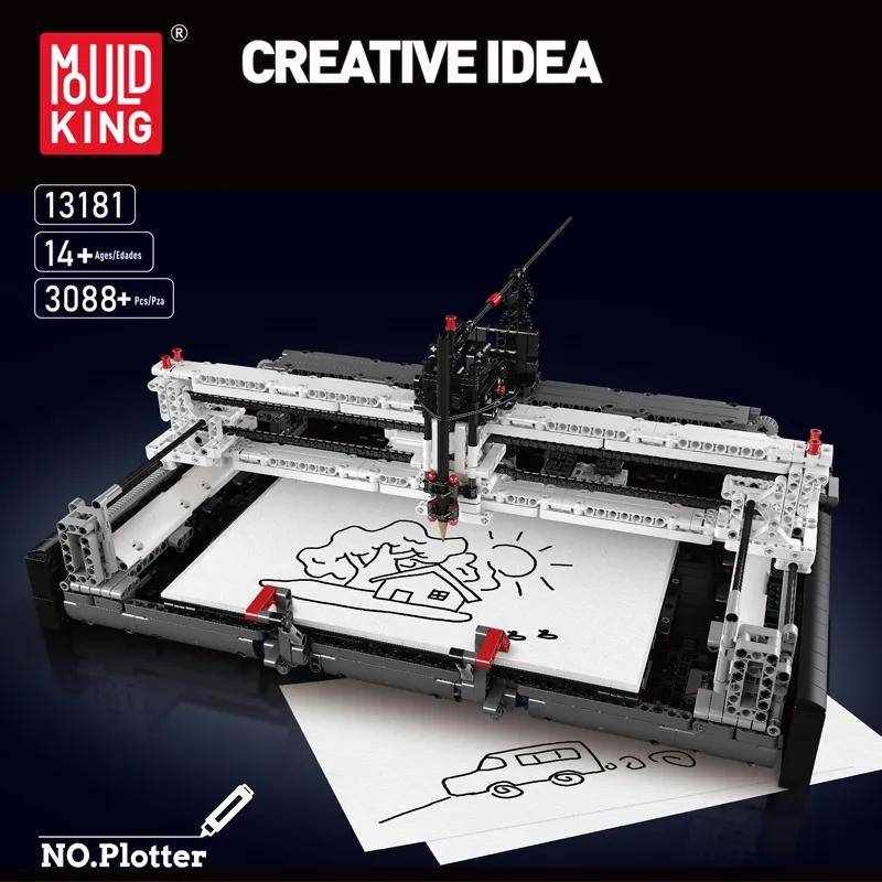 Mould King 13181 Technischer Baustein MOC APP Programmierung Plotter Modell Montage STEM Ziegel Spielzeug Kinder Weihnachtsgeschenk weiß von Joom DACH