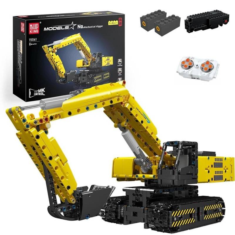 Mould King 15062 Technisches Auto Baustein Rot Motorisierter mechanischer Bagger LKW Modellbau Ziegel Kinder Weihnachtsgeschenk gelb von Joom DACH