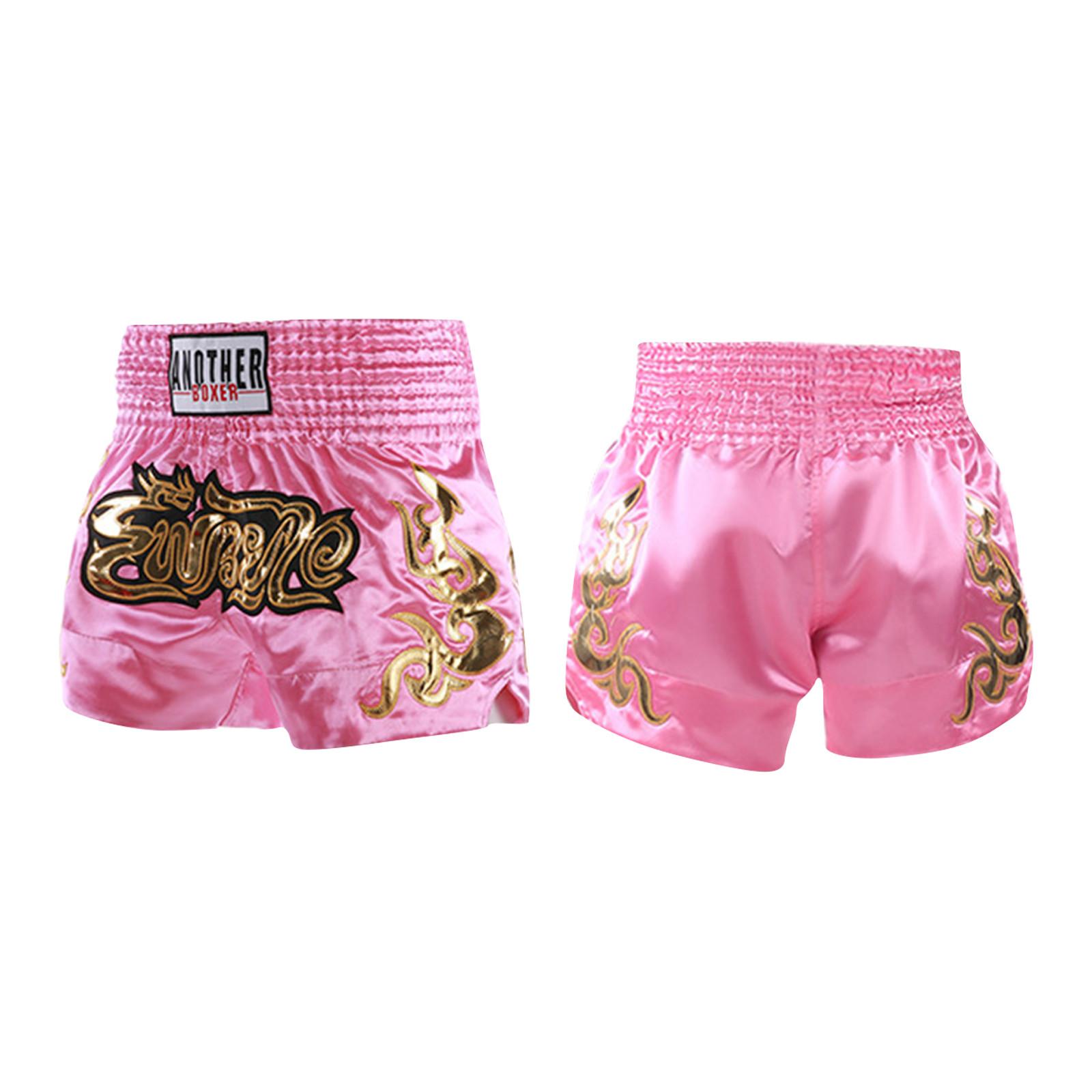 Muay-Thai-Trainings-Boxshorts für Erwachsene und Kinder, mit Leder überzogene bestickte Shorts XS Muay-Thai-Trainings-Boxshorts für Erwachsene und Kinder, mit Leder überzogene bestickte Shorts XS von Joom DACH