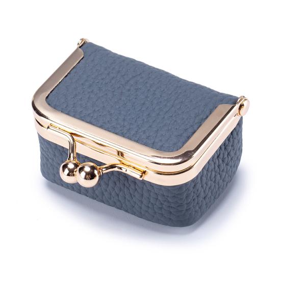 Münzbörse, kleine Schmucktasche, Kunstleder, goldener Clip-Verschluss, Ohrringe, Ringe, Halsketten-Organizer blau von Joom DACH