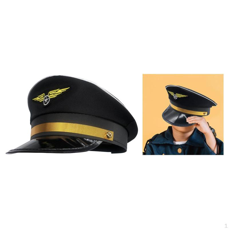 Mütze für Damen und Herren – Vintage-Kostümaccessoire im Airline-Stil schwarz von Joom DACH