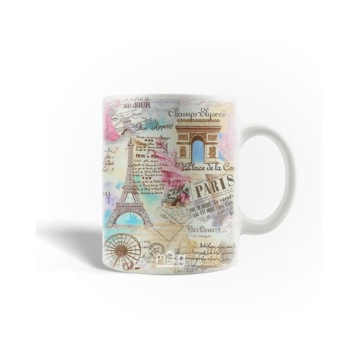 Mug en Céramique La tour Eiffel Et Arc de triomphe de l'Étoile à Paris France von Joom DACH