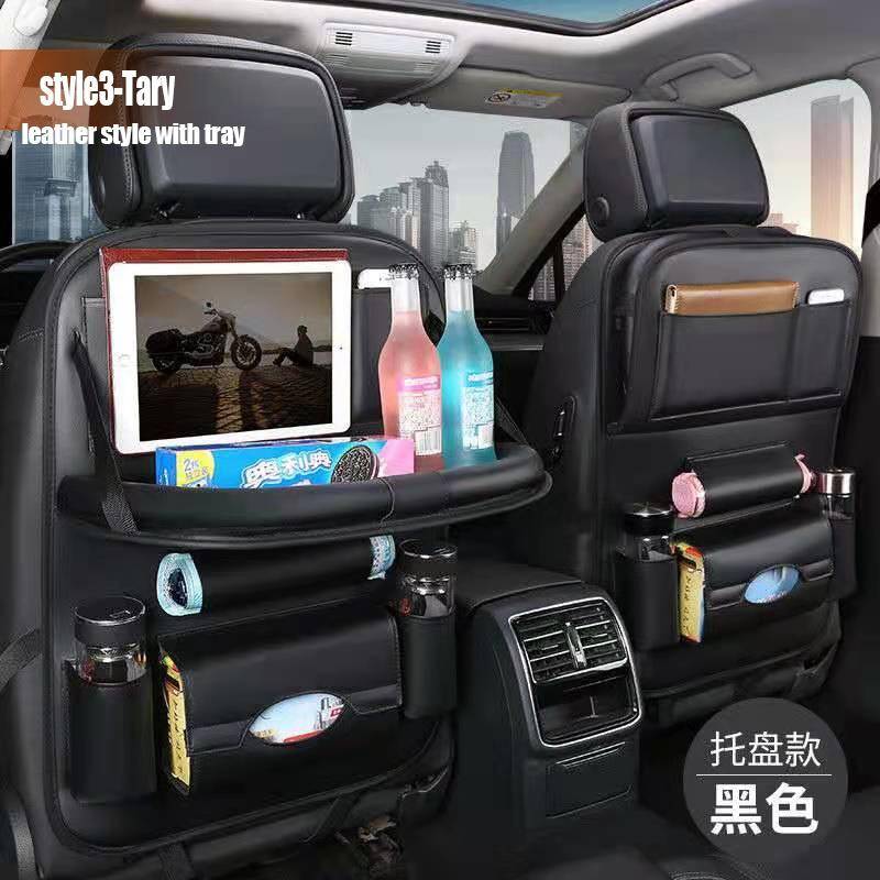 Multi-Pocket-Autositz-Rücken-Hänge-Organizer-Tasche, universelle Auto-PU-Leder-Aufbewahrungstasche, faltbares Regal schwarz von Joom DACH