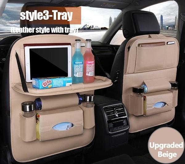Multi-Pocket-Autositz-Rücken-Hänge-Organizer-Tasche, universelle Auto-PU-Leder-Aufbewahrungstasche, faltbares Regal beige von Joom DACH