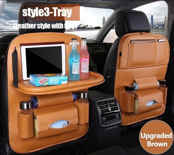 Multi-Pocket-Autositz-Rücken-Hänge-Organizer-Tasche, universelle Auto-PU-Leder-Aufbewahrungstasche, faltbares Regal braun von Joom DACH