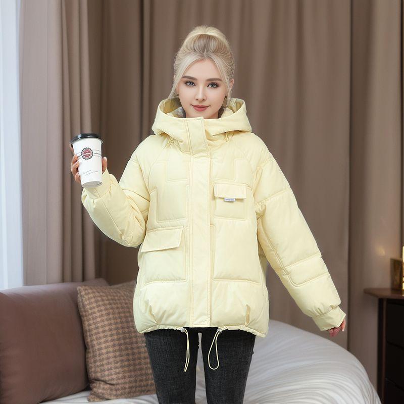 Multi-Pocket-Mode Daunen-Baumwolljacke Frauen kurze lose Winterjacke Top Baumwollmantel XXXL gelb von Joom DACH