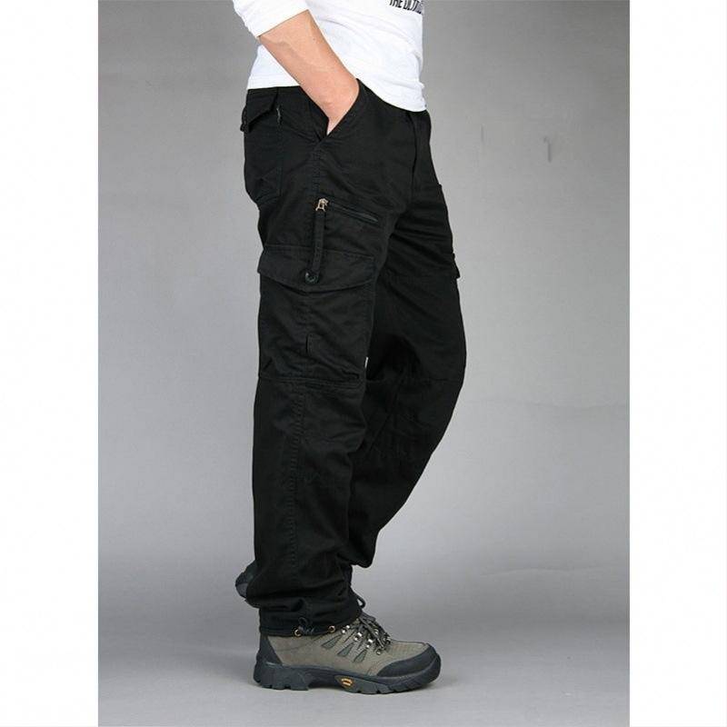 Multifunktionale einfarbige Outdoor-Freizeithose für Herren Arbeitskleidung Hose mit mehreren Taschen Lockere Hose Cargohose 4XL schwarz von Joom DACH