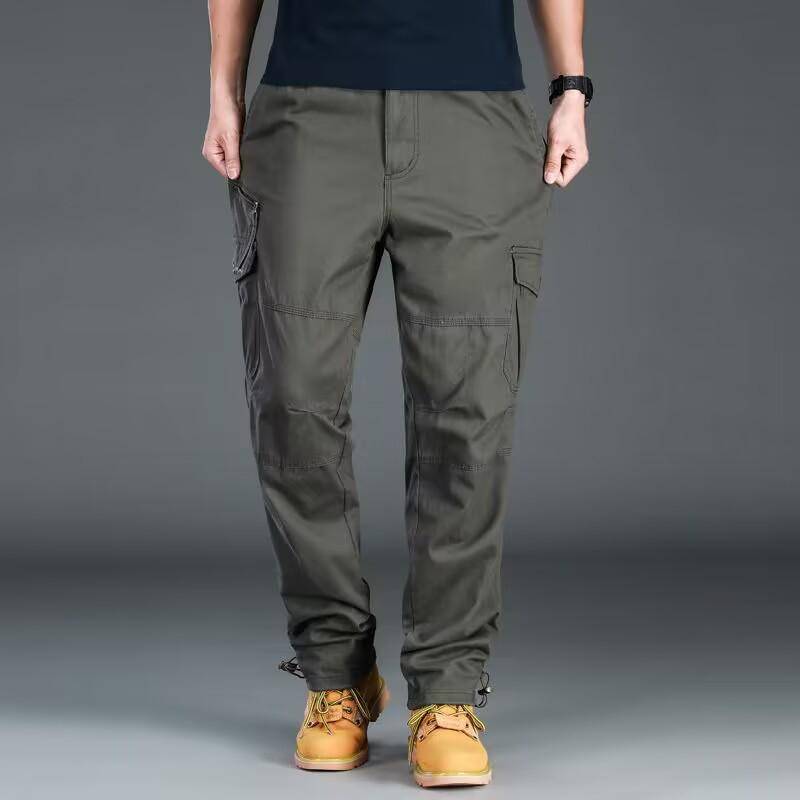 Multifunktionale einfarbige Outdoor-Freizeithose für Herren Arbeitskleidung Hose mit mehreren Taschen Lockere Hose Cargohose XL armee grüne von Joom DACH