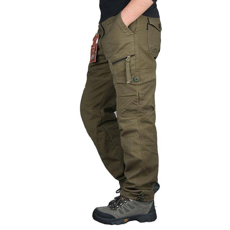 Multifunktionale einfarbige Outdoor-Freizeithose für Herren Arbeitskleidung Hose mit mehreren Taschen Lockere Hose Cargohose XL dunkel gelb von Joom DACH