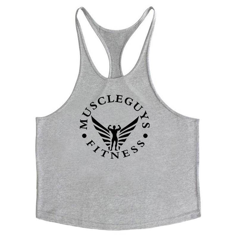 Muscleguys Bodybuilding-Bekleidung Unterhemd Herren Baumwolle Fitness Stringer Singlets Weste M graue von Joom DACH
