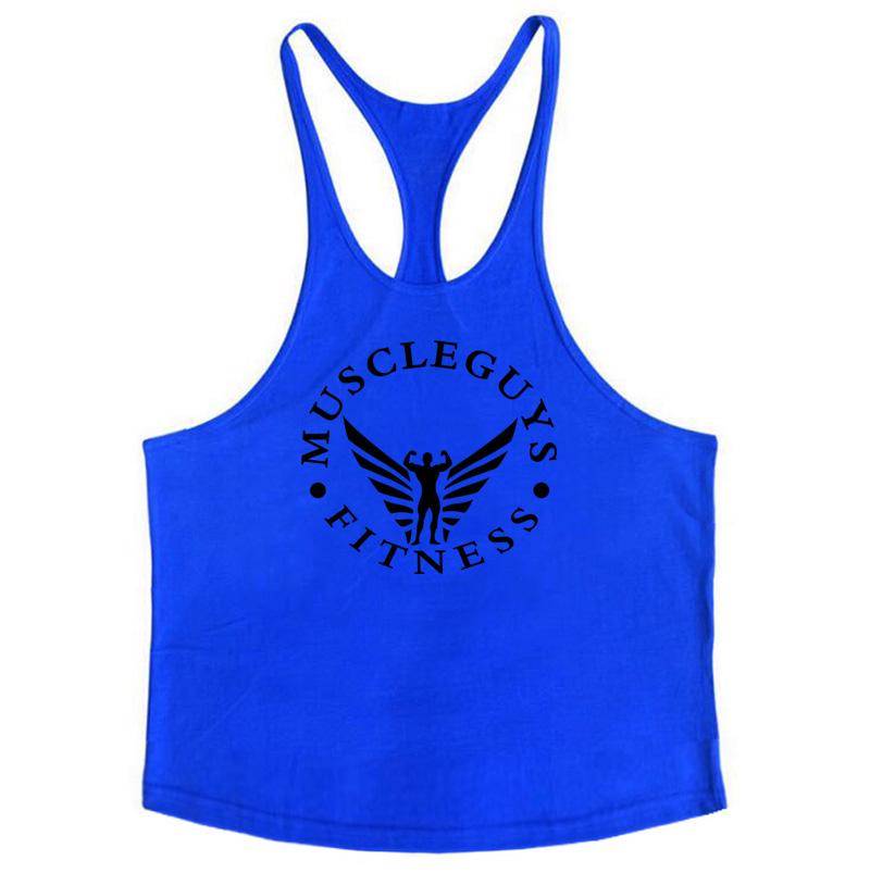 Muscleguys Bodybuilding-Bekleidung Unterhemd Herren Baumwolle Fitness Stringer Singlets Weste XL blau von Joom DACH