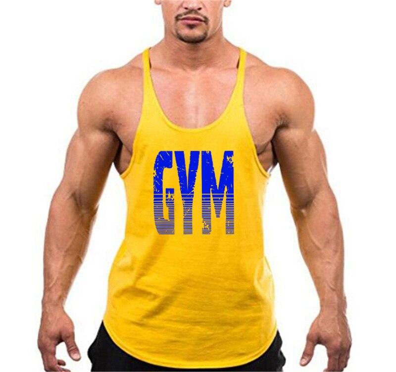 Muscleguys Fashion Bodybuilding Y-förmige Sport-Fitness-Weste für Herren, ärmellos, locker, atmungsaktiv, schweißabsorbierend, Trainingskleidung XL gelb von Joom DACH