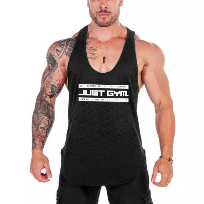 Muscleguys Just Gym Fitness Herren Stringer Tank Top Mesh Bodybuilding Tanktop Muscle Singlet Ärmellose Weste L schwarz von Joom DACH