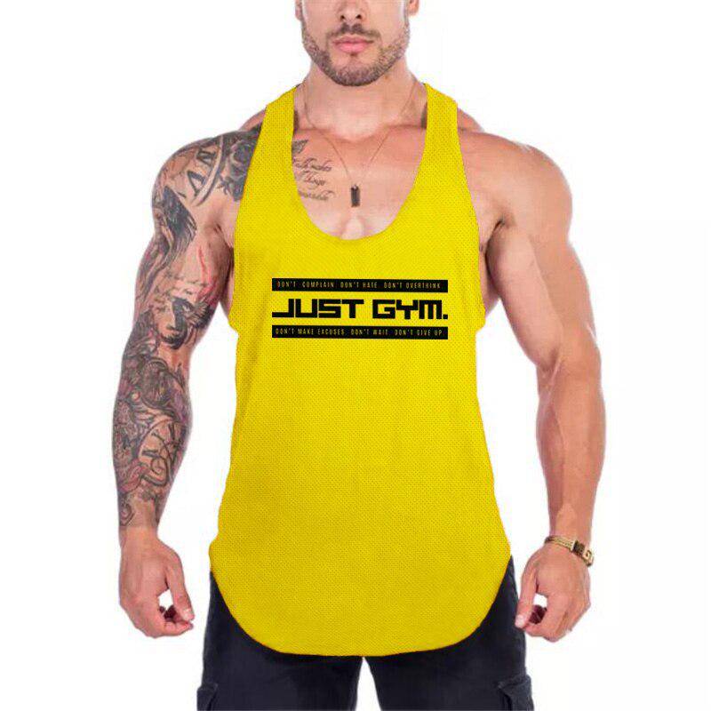 Muscleguys Just Gym Fitness Herren Stringer Tank Top Mesh Bodybuilding Tanktop Muscle Singlet Ärmellose Weste L gelb von Joom DACH