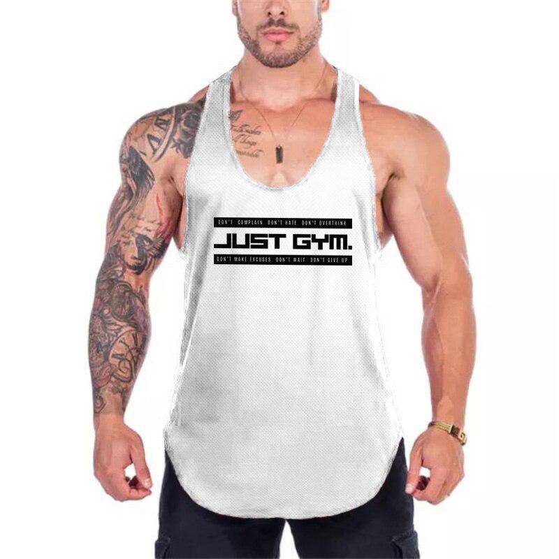 Muscleguys Just Gym Fitness Herren Stringer Tank Top Mesh Bodybuilding Tanktop Muscle Singlet Ärmellose Weste L weiß von Joom DACH