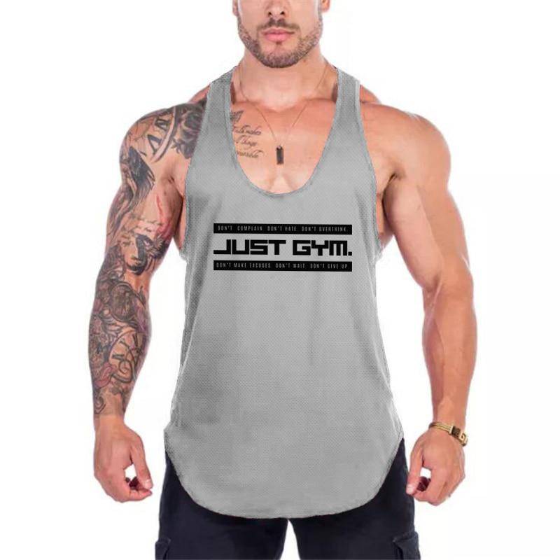 Muscleguys Just Gym Fitness Herren Stringer Tank Top Mesh Bodybuilding Tanktop Muscle Singlet Ärmellose Weste L graue von Joom DACH
