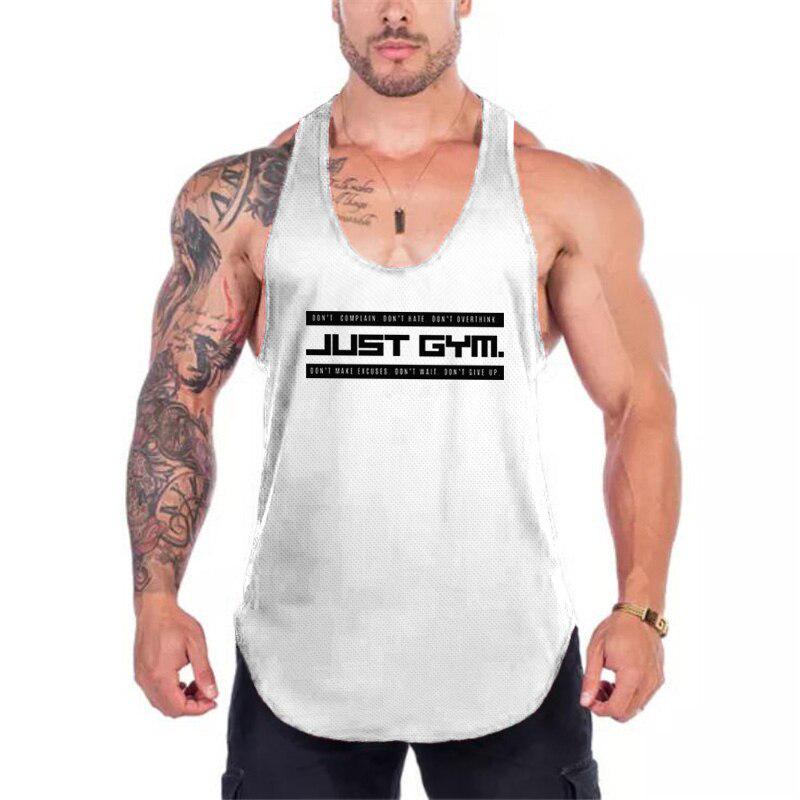 Muscleguys Just Gym Fitness Herren Stringer Tank Top Mesh Bodybuilding Tanktop Muscle Singlet Ärmellose Weste XL weiß von Joom DACH