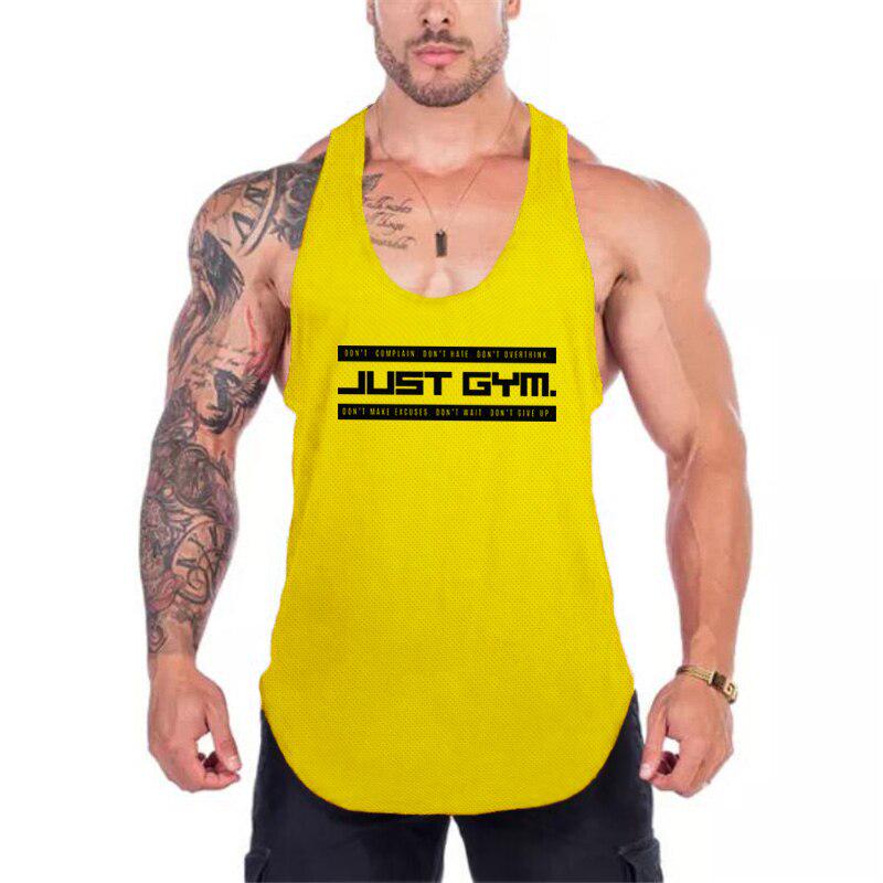Muscleguys Just Gym Fitness Herren Stringer Tank Top Mesh Bodybuilding Tanktop Muscle Singlet Ärmellose Weste XXL gelb von Joom DACH
