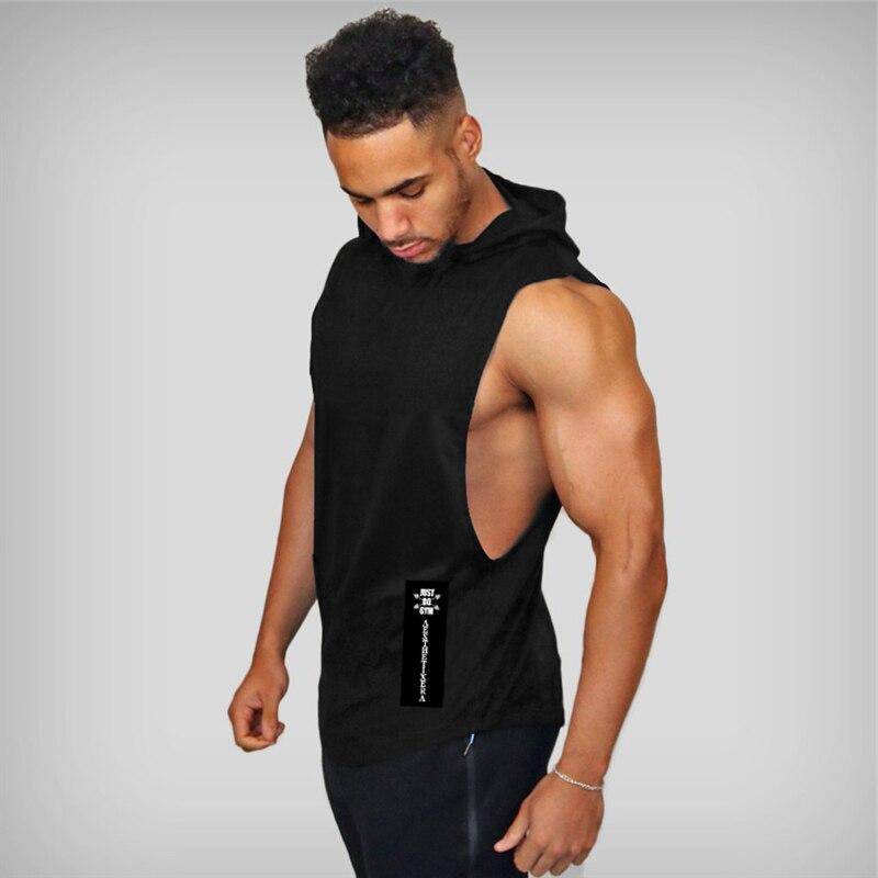 Muscleguys Muscle Guys Marke Herren Fitness ärmelloses Hoodie-Shirt Bodybuilding Gym Tanktops lockeres Workout ärmelloses Shirt Hoody Top männlich L schwarz von Joom DACH