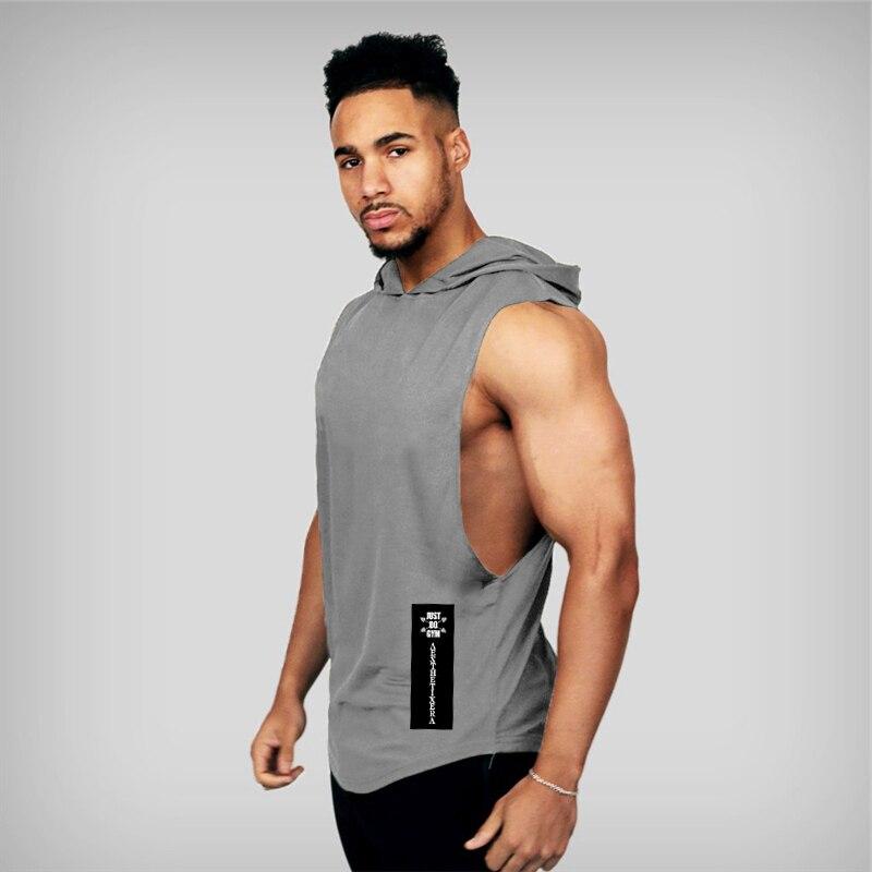 Muscleguys Muscle Guys Marke Herren Fitness ärmelloses Hoodie-Shirt Bodybuilding Gym Tanktops lockeres Workout ärmelloses Shirt Hoody Top männlich L graue von Joom DACH