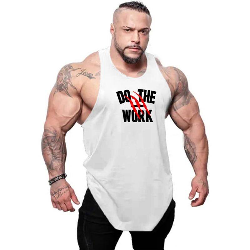 Muscleguys Sommer Herren Baumwolle Kausal Tank Top Bodybuilding ärmelloses T-Shirt Muskeltraining Westen Gym Kleidung Fitness Sport Singlet XXL weiß von Joom DACH