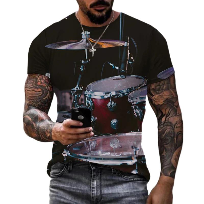 Musikinstrument Trommel 3D Print T Shirt Männer Frauen Hip Hop Mode Lässig Kurzarm Harajuku Streetwear Übergroßen T-shirt L von Joom DACH