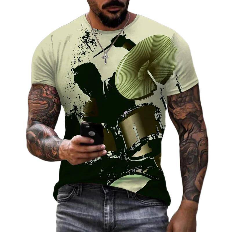 Musikinstrument Trommel 3D Print T Shirt Männer Frauen Hip Hop Mode Lässig Kurzarm Harajuku Streetwear Übergroßen T-shirt L von Joom DACH