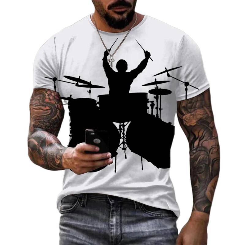 Musikinstrument Trommel 3D Print T Shirt Männer Frauen Hip Hop Mode Lässig Kurzarm Harajuku Streetwear Übergroßen T-shirt XL von Joom DACH