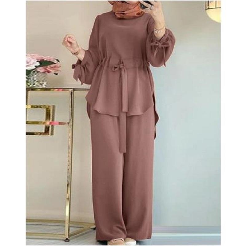 Muslimische Frauen passende Sets Langarm einfarbig lose Hose passt elegante Mode lässig Trainingsanzug Kaftan L braun Muslimische Frauen passende Sets Langarm einfarbig lose Hose passt elegante Mode lässig Trainingsanzug Kaftan L braun von Joom DACH