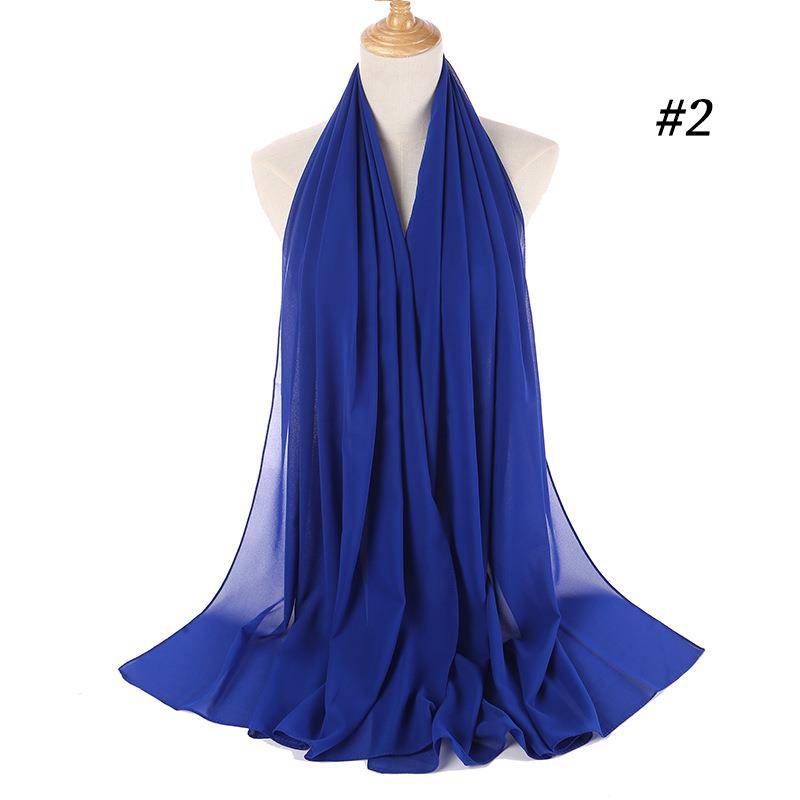 Muslimischer Bubble-Chiffon-Hijab-Schal für Damen, einfarbig, weiche lange Tücher und Tücher, Georgette, islamische Kopftücher, Damen-Hijabs 02 von Joom DACH